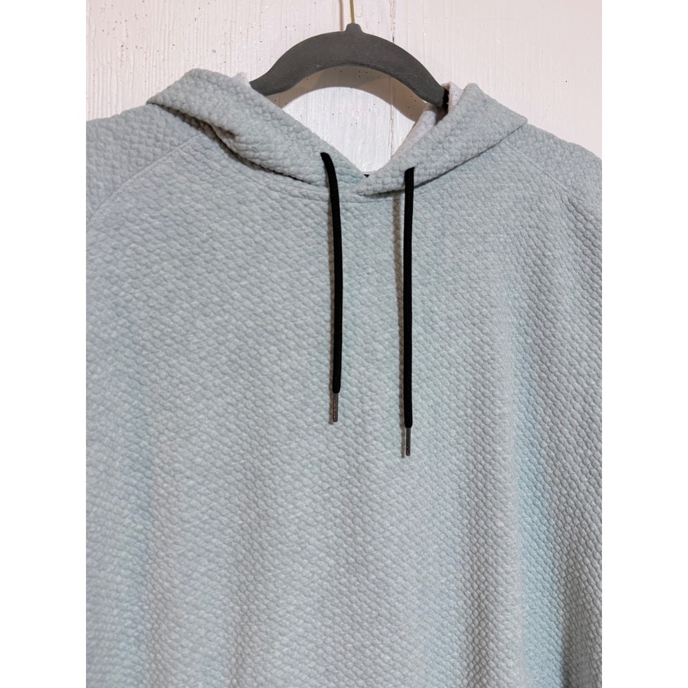 Old Navy Active Mens Light Blue Green Quilted Hoodie L Stretch Zip Pocket